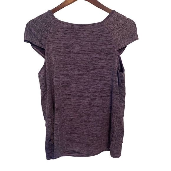 AB STUDIO Heather Purple Lilac Tiered Layered Ruffle Top Shirt Blouse Stretch L - Picture 5 of 11